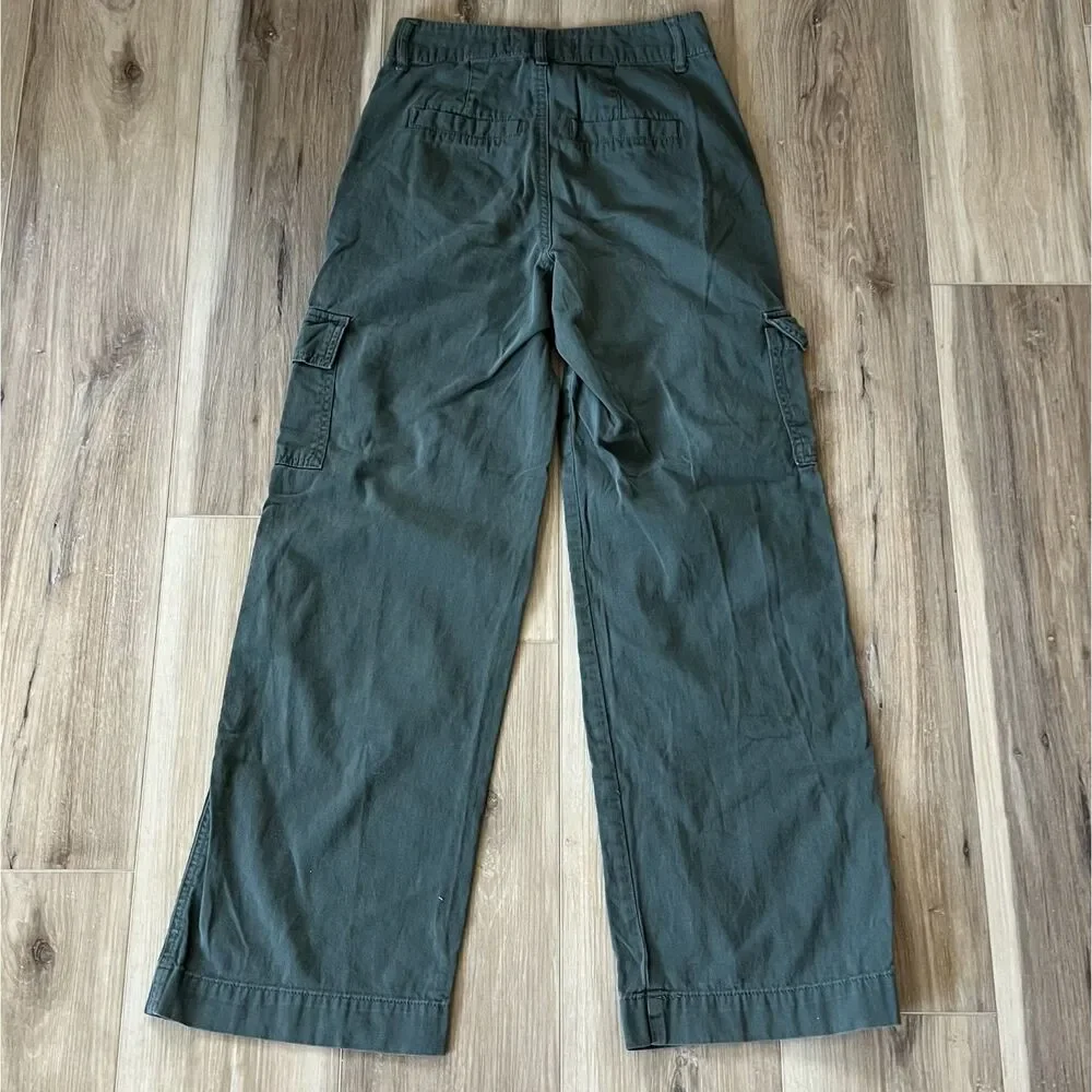 Girls Teen Youth Army Green Cargo Style Pants with Pockets by Indigo Rising sz 0 - Picture 2 of 4